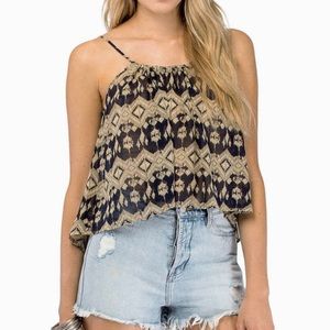 Navy and Gold Tie Tank Top